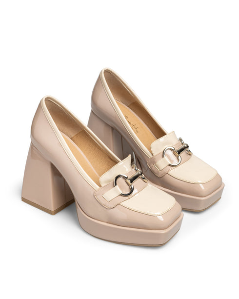 Zapatilla Nude Tipo Mocasín Con Hebilla 6919